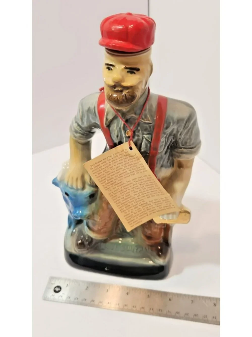 Vintage Jim Beam Empty Paul Bunyan & Babe Decanter Brainerd MN Centennial 1970